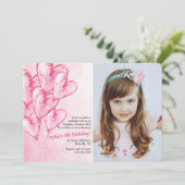 Pink Balloons Foto Einladung (Stehend Vorderseite)