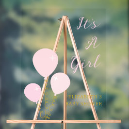 Pink Balloons Girl Baby Shower Acrylschild