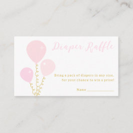 Pink Balloons Girl Baby Shower Diaper Raffle Begleitkarte