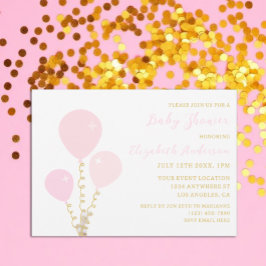Pink Balloons Girl Baby Shower Einladung