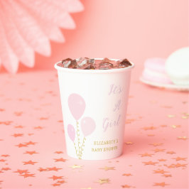 Pink Balloons Girl Baby Shower Pappbecher