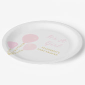 Pink Balloons Girl Baby Shower Pappteller (Schrägansicht)