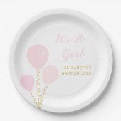 Pink Balloons Girl Baby Shower Pappteller (Vorderseite)