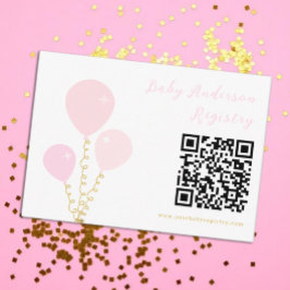 Pink Balloons Girl Baby Shower Registry Begleitkarte