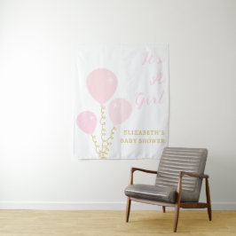 Pink Balloons Girl Baby Shower Wandteppich