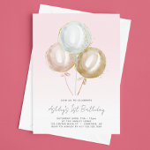 Pink Balloons Girls 1. Geburtstag Einladung