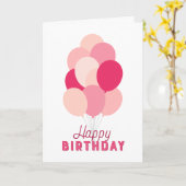 Pink Balloons Happy Birthday Karte (Gelbe Blume)