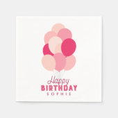 Pink Balloons Happy Birthday Serviette (Vorderseite)