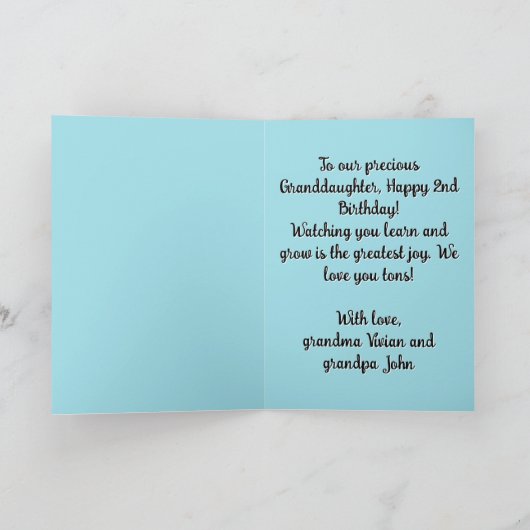 Pink Balloons 'Look Who's TWO! Girl's 2nd Birthday Karte (Innenseite)