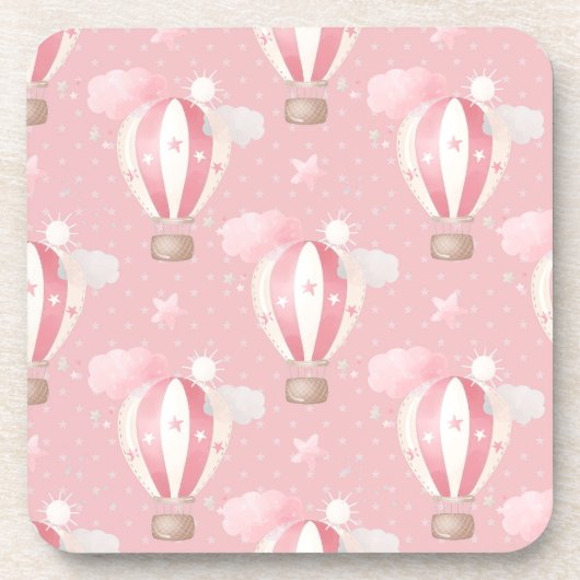 Pink Balloons Muster Getränkeuntersetzer (Vorderseite)