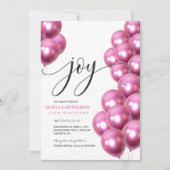 Pink Balloons Pink 16. Joy Happy Birthday Einladung (Vorderseite)