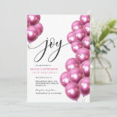 Pink Balloons Pink 16. Joy Happy Birthday Einladung (Stehend Vorderseite)