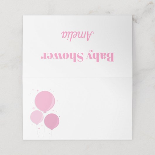 Pink Balloons | Platzkarten (Außenseite Aufgefaltet)