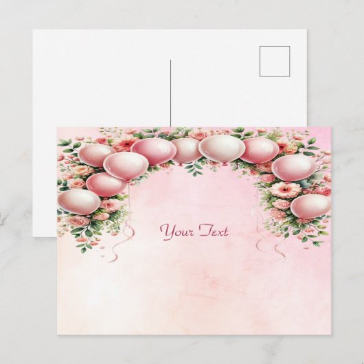 Pink Balloons Postkarte (Vorne/Hinten)