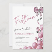 Pink Balloons Quinceañera Einladung (Vorderseite)