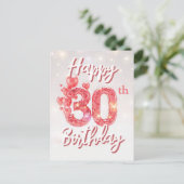 Pink Balloons & Sparkling Confetti 30. Geburtstag Postkarte (Stehend Vorderseite)