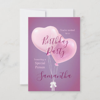 Pink Balloons Special Person Geburtstagsparty Einladung