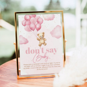 Pink Balloons Teddy Bär Don't say baby game Poster
