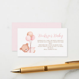 Pink Balloons Teddy Bear Baby Dusche Begleitkarte