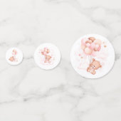 Pink Balloons Teddy Bear Baby Shower Confetti Konfetti (Vorderseiten)