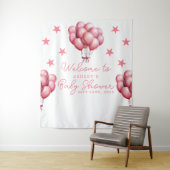 Pink Balloons Wasserfarbe Girl Babydusche Hintergr Wandteppich (Beispiel)