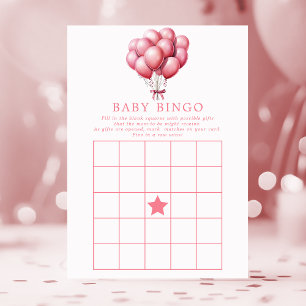 Pink Balloons Watercolor Girl Babydusche Bingo Einladung