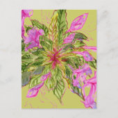 Pink Balsam Blume Bouquet auf Green Postkarte (Vorderseite)