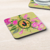 Pink Balsam Blume Bouquet & Letter Getränkeuntersetzer (Linke Seite)