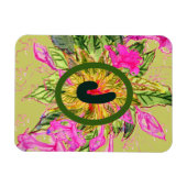 Pink Balsam Blume Bouquet & Letter Magnet (Horizontal)