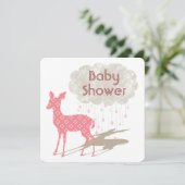 Pink Bambi Baby Showeinlage Einladung (Stehend Vorderseite)