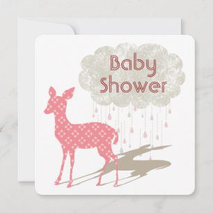 Pink Bambi Baby Showeinlage Einladung
