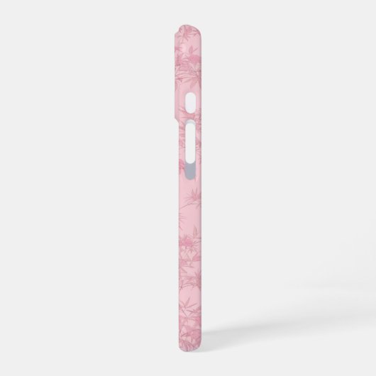 Pink Bamboo Leaf Japanese Modern Phone Case iPhone 16 Hülle (Linke Seite)