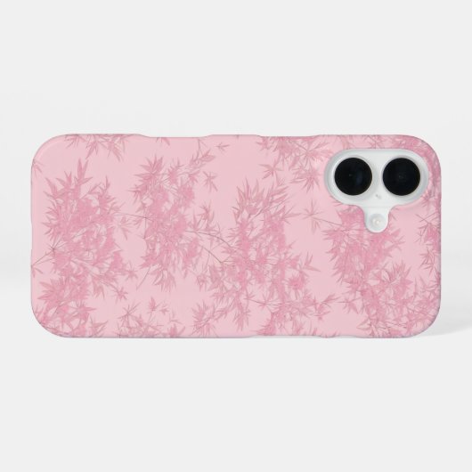 Pink Bamboo Leaf Japanese Modern Phone Case iPhone 16 Hülle (Rückseite (Horizontal))