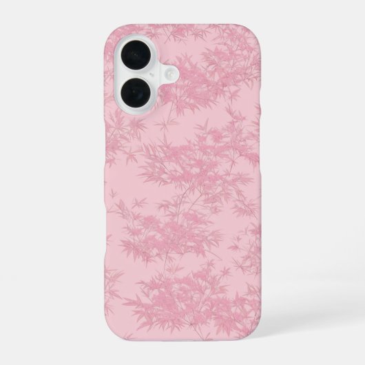Pink Bamboo Leaf Japanese Modern Phone Case iPhone 16 Hülle (Rückseite)