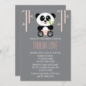 Pink Bamboo Panda in Diapers Baby Dusche Einladung (Vorne/Hinten)