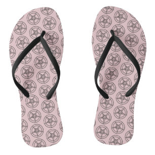 Pink Baphomet Pentagram Satanic Badesandalen