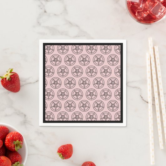 Pink Baphomet Pentagram Satanic Cocktail Serviette (Beispiel)