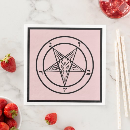 Pink Baphomet Pentagram Satanic Dinner Napkin Serviette (Beispiel)