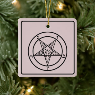 Pink Baphomet Pentagram Satanic Keramikornament