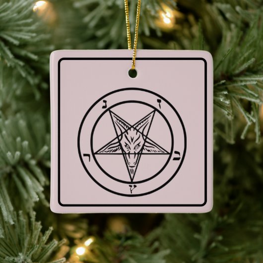 Pink Baphomet Pentagram Satanic Keramikornament (Baum)