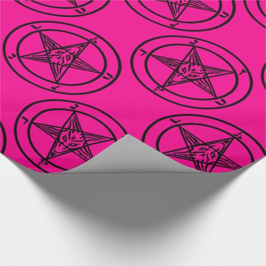 Pink-Baphomet-Pentagramm-halloween Geschenkpapier (Ecke)