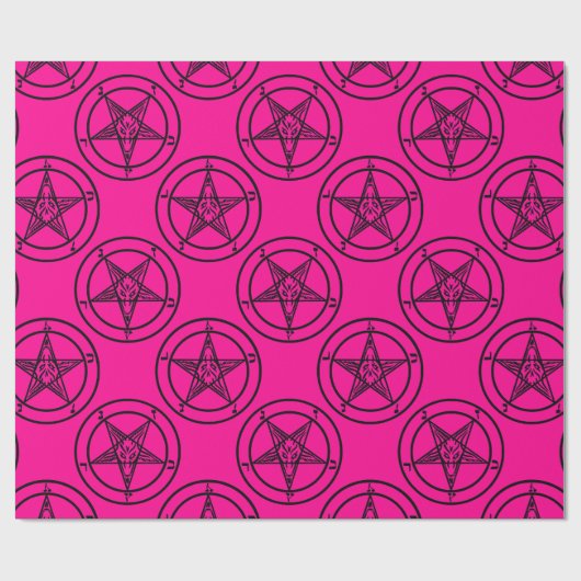 Pink-Baphomet-Pentagramm-halloween Geschenkpapier (Flach)