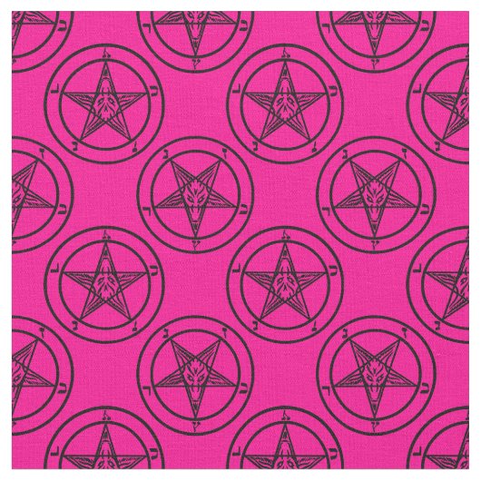 Pink-Baphomet-Pentagramm-halloween Stoff (Nahaufnahme)