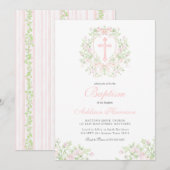 Pink Baptism Invitation, Girl Baptism,  Einladung (Vorne/Hinten)
