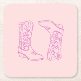 Pink Barbie Boots Cowgirl Bachelorette Rechteckiger Pappuntersetzer