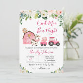 Pink Barn Farm Farmyard Animals Baby Dusche Einladung (Stehend Vorderseite)