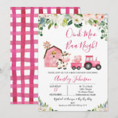 Pink Barn Farm Farmyard Animals Baby Dusche Einladung (Vorne/Hinten)