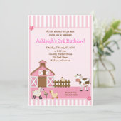 Pink Barn Tierfarm Geburtstag Einladungen (Stehend Vorderseite)
