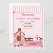 Pink Barn Tierfarm Geburtstag Einladungen (Vorne/Hinten)