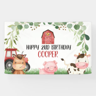 Pink Barn Traktor Farm Geburtstagsparty Banner